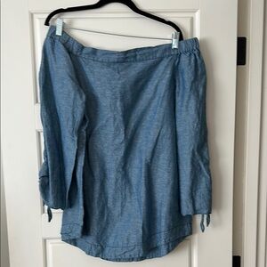 Free People Chambray Blue off the shoulder top